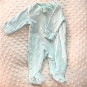 Mint with white ⭐️ stars footed onesie